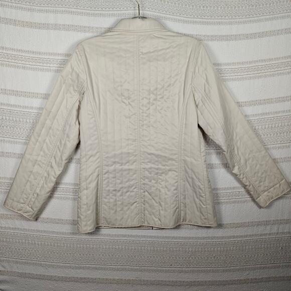 Dana Buchman Cream Quilted Zip Up Jacket 4 Pockets Women’s Size M - Picture 2 of 12